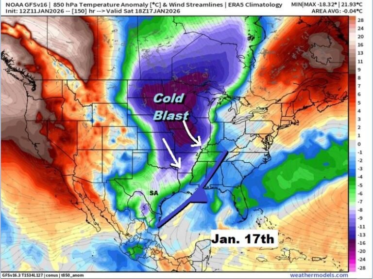 Texas Cold Front Shifts East, Leaving San Antonio’s First Freeze of the Season Uncertain After January 17