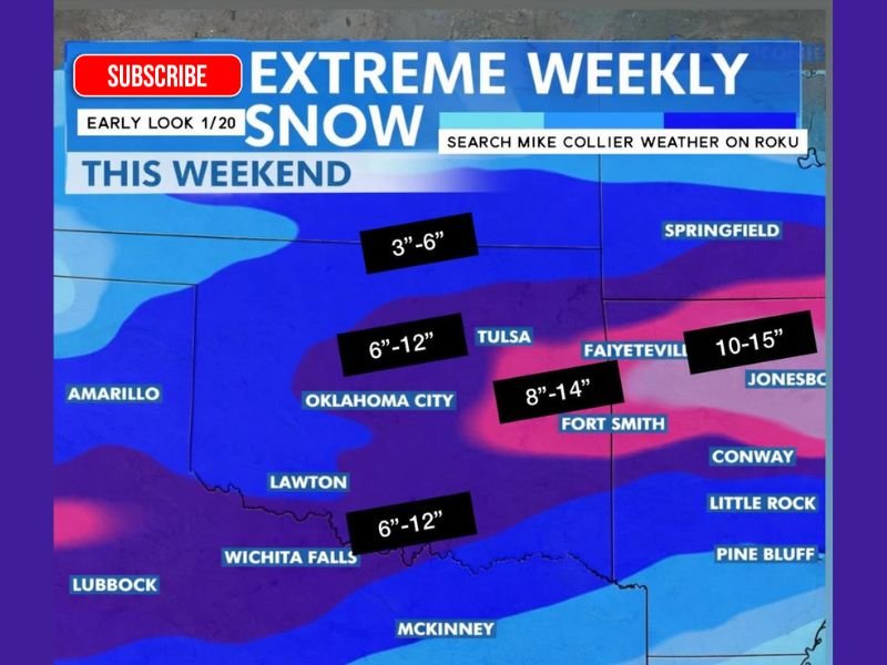 Texas, Oklahoma, and Arkansas Face Potential Extreme Weekend Snowfall as Early Forecasts Show Double-Digit Accumulations