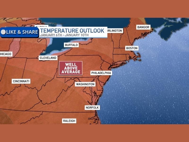 Unseasonably Warm Temperatures Set For Philadelphia, Washington, Cleveland and Boston As January Heatwave Builds Next Week