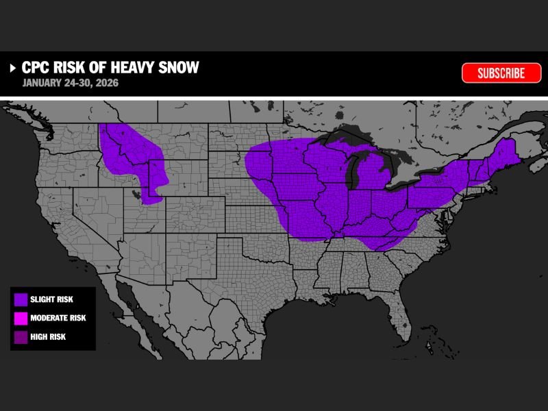Widespread Heavy Snow Risk Emerges for Late January as CPC Highlights Multiple Regions From the Rockies to the Northeast