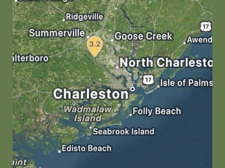 3.2 Magnitude Earthquake Jolts Charleston Area, Light Shaking Reported Across Berkeley and Dorchester Counties