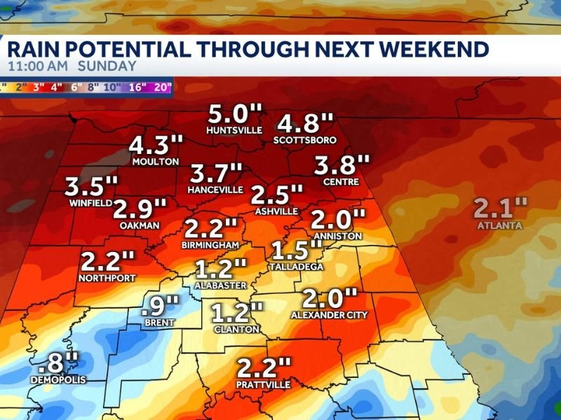 Alabama Forecast Signals Widespread Soaking Rains Next Weekend as Models Show High Uncertainty on Heaviest Totals
