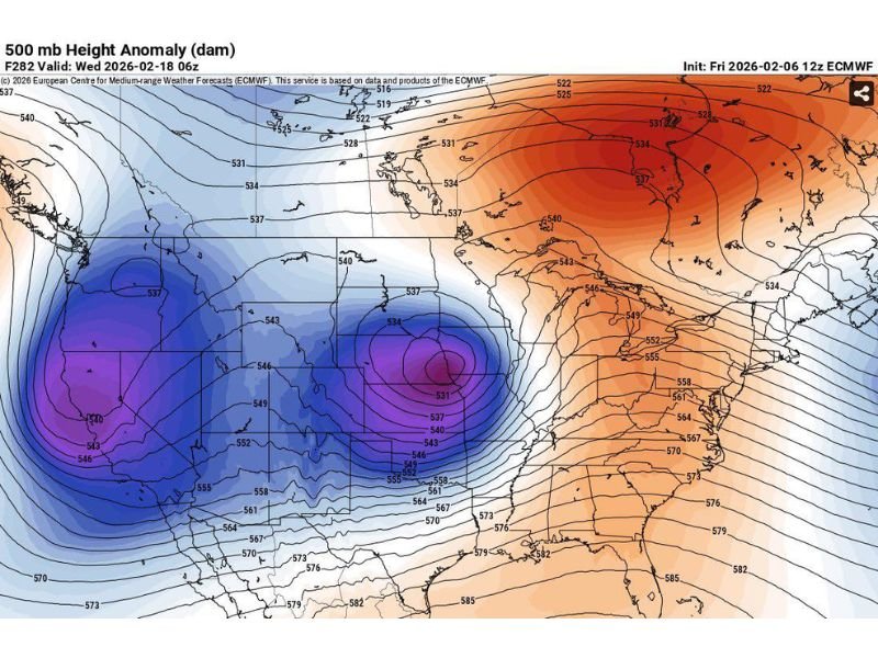 ECMWF Flags a Deep Southern Plains Storm Around Feb. 18, With Oklahoma and North Texas in the Crosshairs