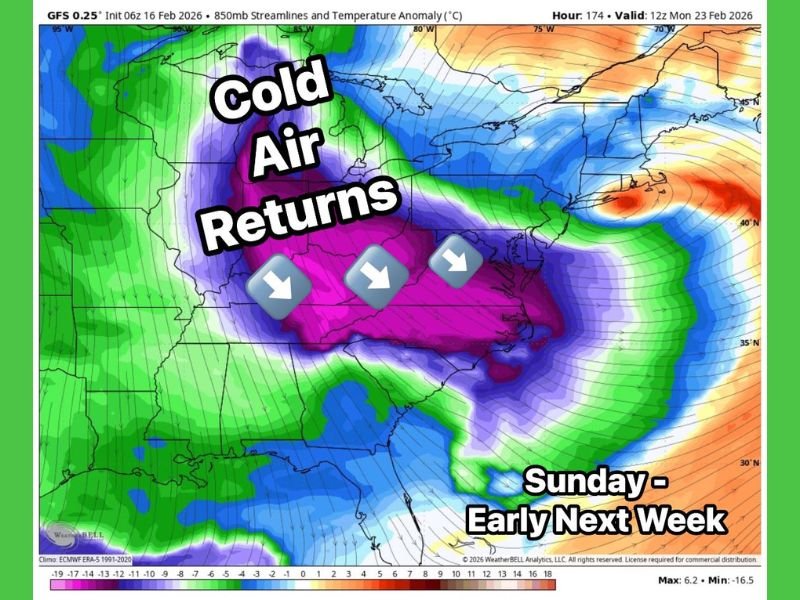 “Fake Spring” Ends in the Carolinas and Appalachians as Cold Air Returns Sunday, Dropping Mornings Into the 20s Before a Late-Week Rebound
