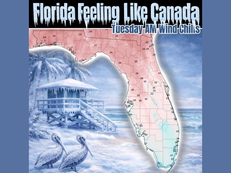 Florida Cold Snap Returns With Freeze Watches Reaching South Florida as Tuesday Morning Wind Chills Dip Into the 20s and 30s