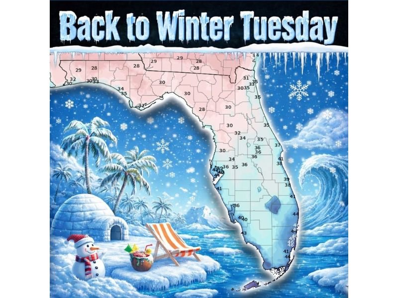 Florida Swings From 90s to 20s and 30s: Arctic Blast to Send Actual Temperatures Plunging Statewide by Tuesday Morning
