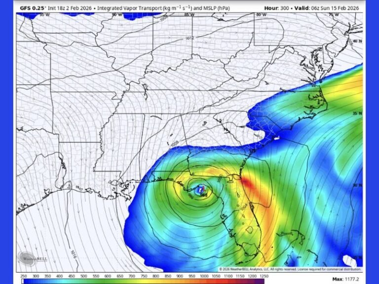 Louisiana, Mississippi, Alabama, Florida, Georgia, and the Carolinas Show Up in Wild GFS “Frankenstorm” Run for Feb. 15, 2026