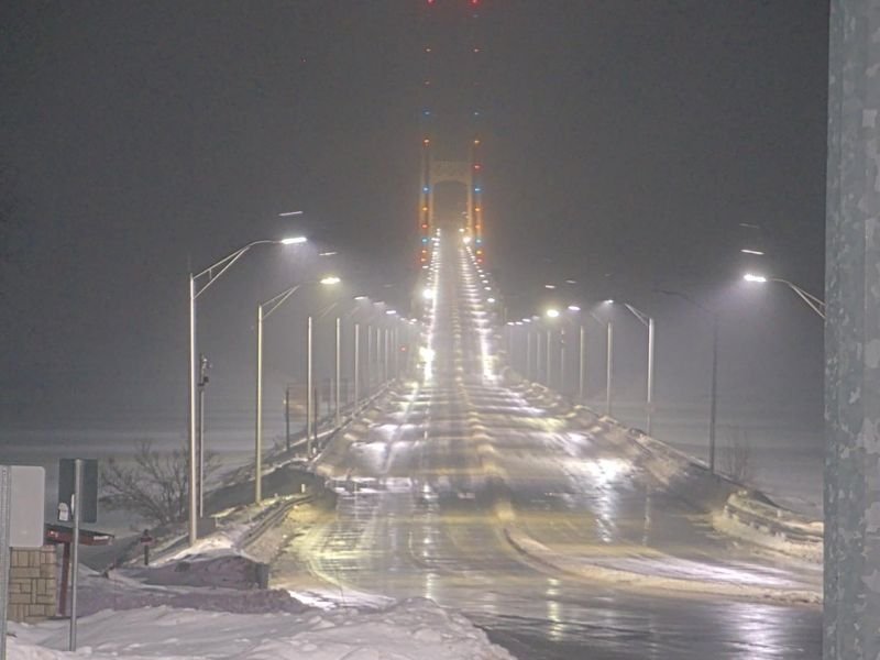 Mackinac Bridge Closed for Second Time in Two Days After Falling Ice From Suspension Cables Creates Dangerous Driving Conditions in Michigan