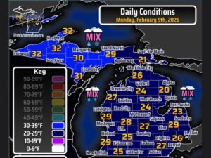 Michigan Faces Wintry Mess Before Warm-Up as Freezing Drizzle and Snow Move In Overnight Into Tuesday
