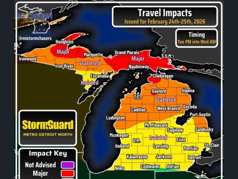 Michigan Winter Weather Alert: Travel Delays Could Spike Tuesday Night Into Wednesday, With Worst Conditions in the Upper Peninsula