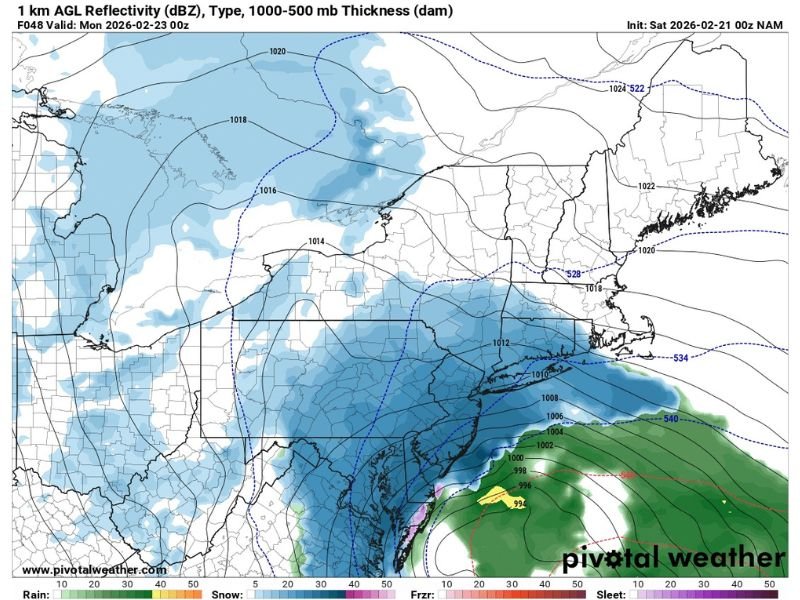 “Most Extreme Scenario” Blizzard Track Gains Confidence as Coastal Low Aims From Cape Hatteras to New Jersey Shore