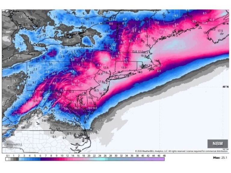 New York, Massachusetts and Connecticut Could See 12+ Inches as Coastal New England Blizzard Risk Grows