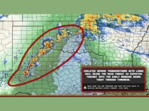 Nocturnal ‘Gorilla Hail’ Threat Targets Texas and Oklahoma as Severe Storms Eye OKC Late Tonight