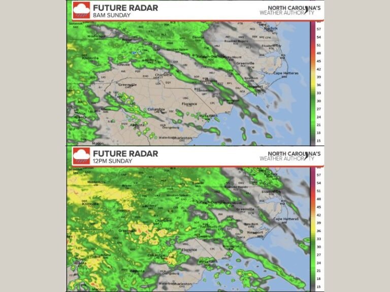 North Carolina Braces for All-Day Sunday Washout as Widespread Rain Spreads Statewide, Highs Stuck in 40s and 50s