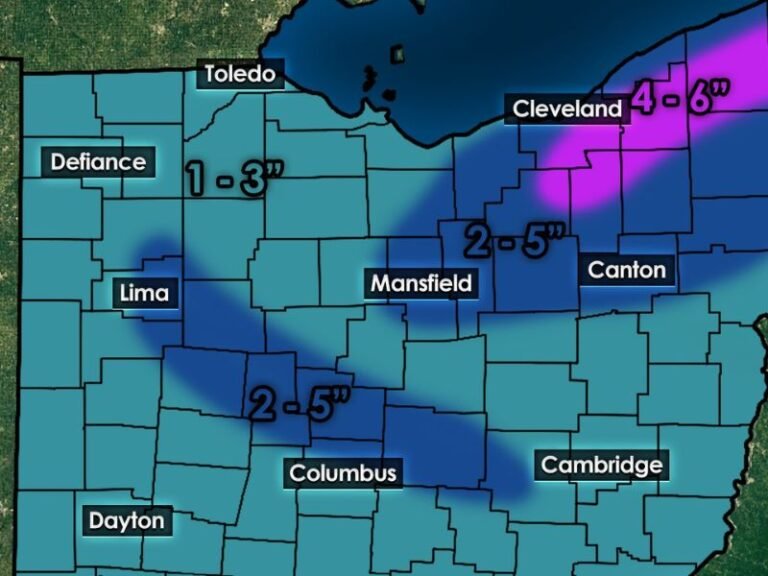 Ohio Snow and 45-MPH Wind Gusts Could Snarl Friday Commute From Cleveland to Columbus