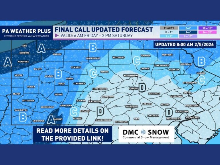 Pennsylvania Snow Friday Could Include Squalls Before Arctic Blast Slams State With -30 Wind Chills and 50 MPH Gusts