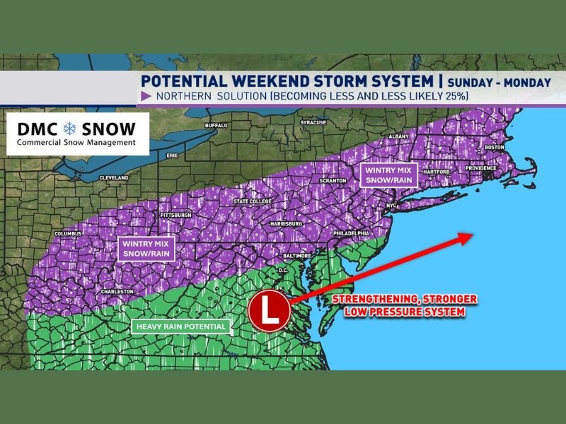 Pennsylvania Weekend Storm System Trends Weaker as Southern Track Becomes More Likely, Wintry Mix Risk Diminishes