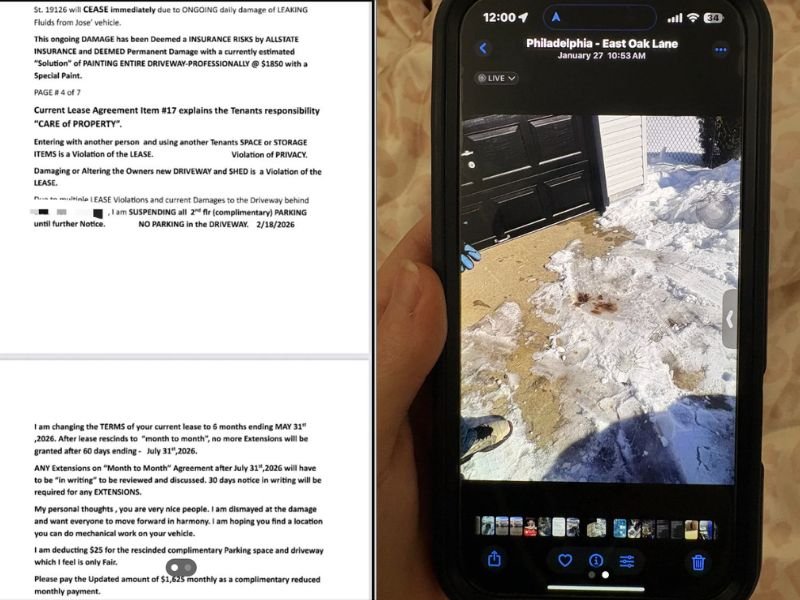 Philadelphia Landlord Attempts to Shorten Lease and Remove Parking After Car Leaks Oil in Driveway, Tenants Push Back