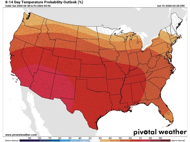 Spring Hint for Late February and Early March as Much of the U.S., Including Michigan, Trends Warmer Than Average