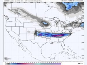 Texas, Arkansas, Tennessee and North Carolina in Potential Early-March Snow Corridor as European Model Paints Winter Comeback Across the South