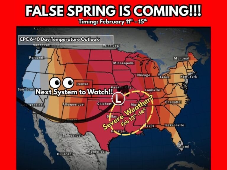 Texas, Louisiana, Mississippi and Alabama Could See Feb. 12–14 Storm Threat as Georgia, South Carolina and North Carolina Turn Springlike