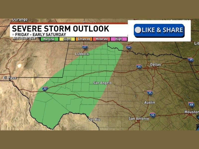 Texas Severe Storm Outlook Expands Toward I-35 Corridor as SPC Flags Friday–Sunday Threat from Val Verde County to Dallas–Fort Worth and Houston