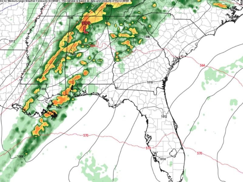 Valentine’s Day Weather Shift Could Bring Strong Storm Line From Texas to Tennessee as Warm, Humid Air Spreads Into Georgia and the Carolinas