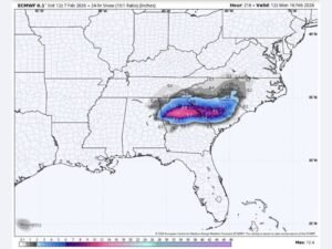 Valentine’s Day Winter Storm Threat Emerges Across Georgia and the Carolinas as Snow, Sleet, and Freezing Rain Signals Strengthen
