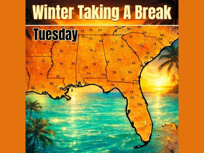 Winter Retreats North as Springlike Warmth Pushes Into the Southeast, Bringing Widespread 70s This Week