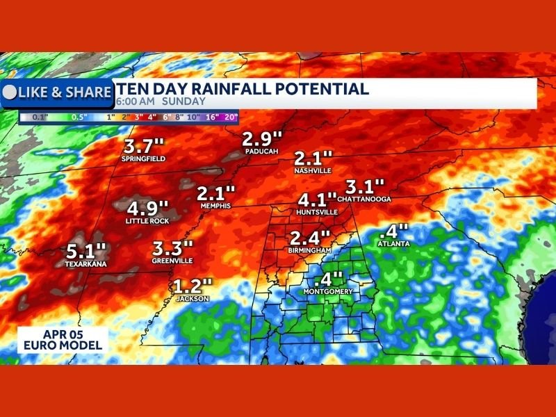 Alabama Rainfall Deficit Expands Statewide as North and East Regions Fall Several Inches Below Normal While Drought Risk Builds Into Summer