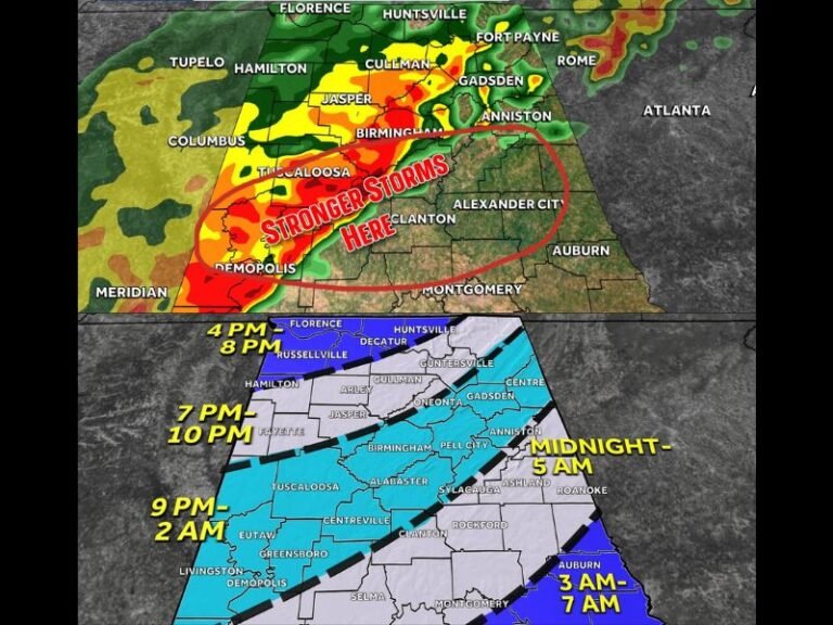 Alabama Storm Line Wednesday Night Could Bring Strong Winds, Hail and Possible Spin-Up Tornado Near Birmingham Corridor