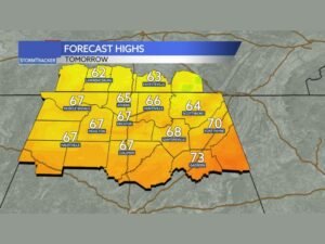 Alabama, Tennessee and Georgia to See Sharp 20 Degree Temperature Drop Monday After Weekend 80s Heat Surge