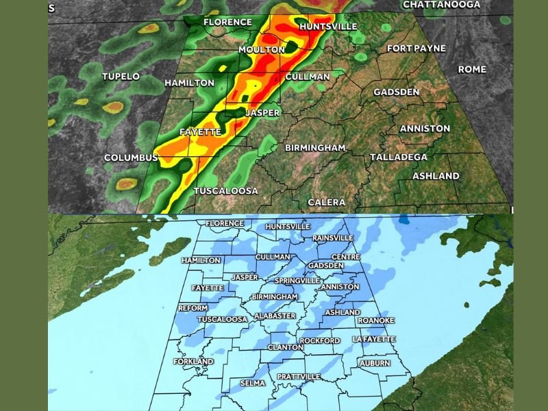 Alabama Weather Whiplash Brings Tornadoes, Severe Storms and Possible Snow as March Cold Blast Targets the State