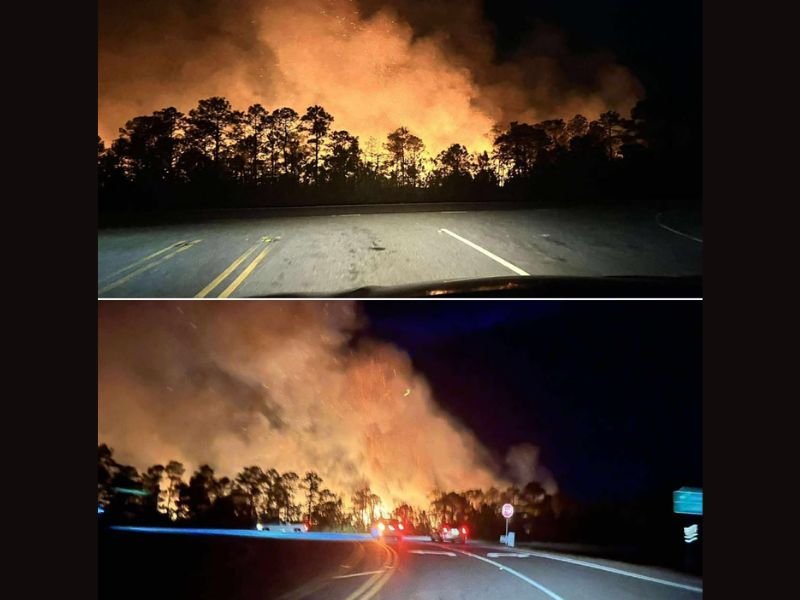 Brunswick County North Carolina Woods Fire Near Ocean Isle Spreads Rapidly as Crews Work to Protect Homes Under Statewide Burn Ban