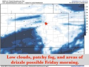Colorado Faces Sudden Cold Front Shift From Near 90 Degree Warmth to Cloudy Skies, Fog and Possible Freezing Drizzle by Friday Morning