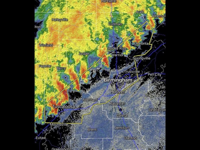 Dangerous Thunderstorm Line Targets Birmingham and Tuscaloosa, Alabama as Severe Storm Warning Issued for Jefferson, Blount, Walker and Tuscaloosa Counties
