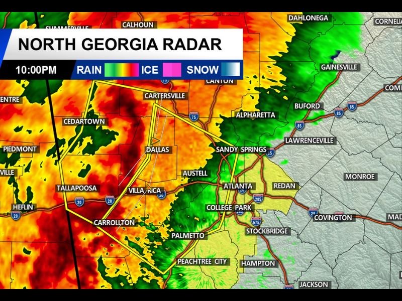 Georgia Storm Emergency: Severe Thunderstorm Warning With “Tornado Possible” Tag Issued for Atlanta Area as Damaging Winds and Rotation Detected