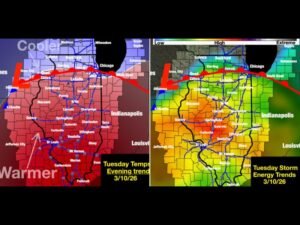 Illinois Faces Explosive Tuesday Storm Setup With 80° Heat, Rare Spring Humidity and Threat of Large Hail, 70 MPH Winds and Possible Tornadoes