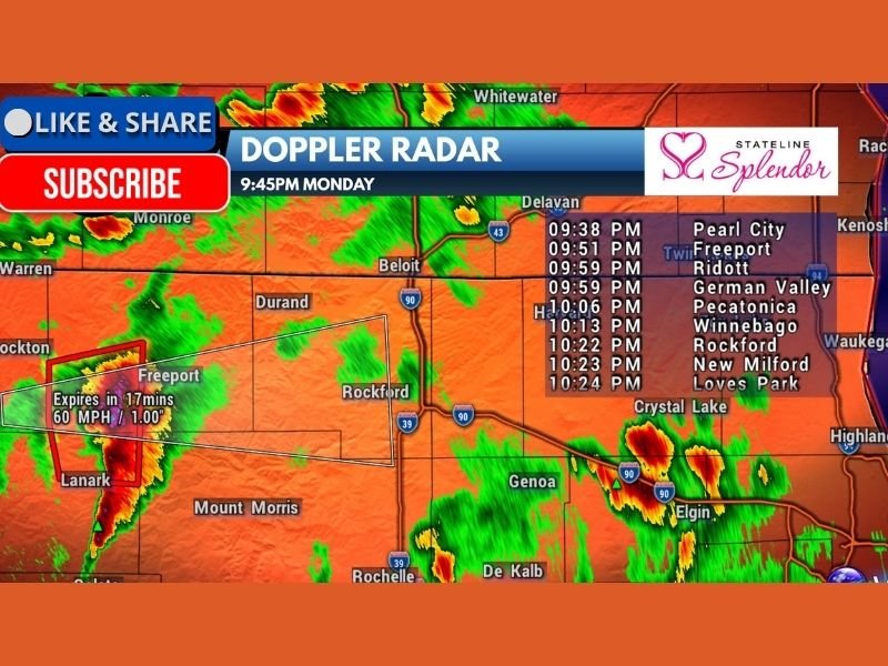 Illinois Stephenson, Ogle and Winnebago Counties Under Severe Thunderstorm Warning With 60 MPH Winds and Quarter to Golf Ball Size Hail Threat