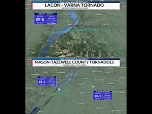 Illinois Tornado Outbreak Update: NWS Confirms Three Tornadoes in Central Illinois Including EF-1 Storms Near Havana, Topeka, and Green Valley