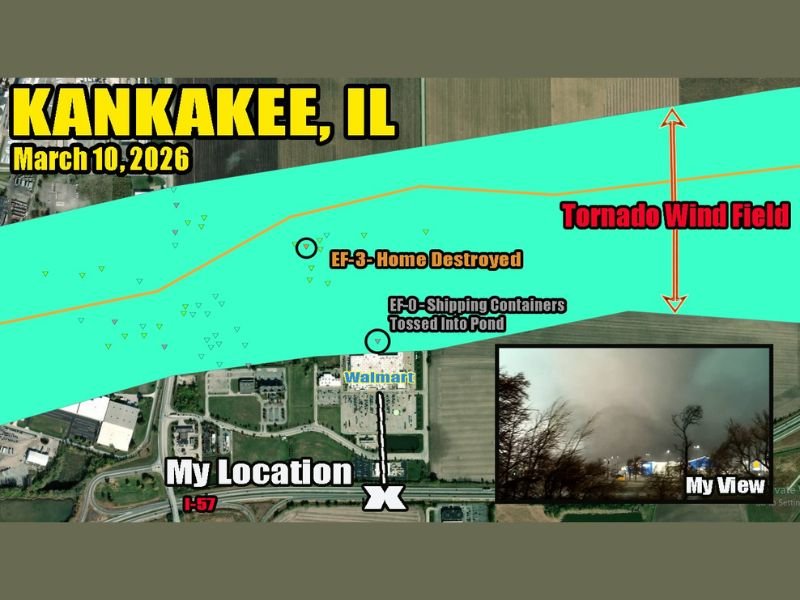 Kankakee Illinois Walmart Narrowly Misses Direct Hit as EF-3 Tornado Passes Within Feet Leaving Inches Between Safety and Disaster