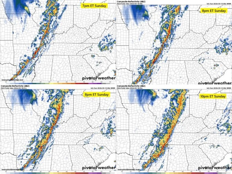 Kentucky, Tennessee and Carolinas Could See Dangerous Sunday Night Storm Line With Damaging Winds and Tornado Threat