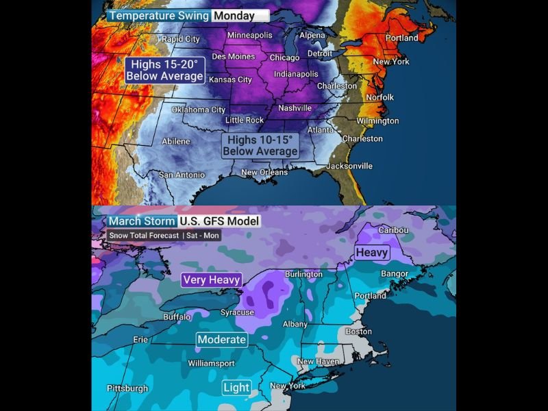 Major Midwest Snowstorm Expected Sunday as Canadian Cold Collides With Gulf Moisture, Bringing Double-Digit Snow Totals