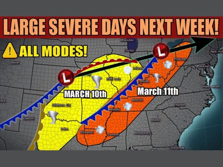 Major Severe Weather Setup Emerging for March 10–11 as Storm System Could Bring Tornadoes, Hail and Damaging Winds From Texas to the Mid-Atlantic