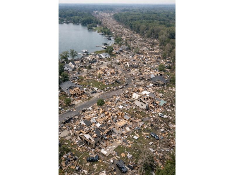 Massive Wedge Tornado Tears Through Union City, Michigan Leaving Trail of Devastation Near Union Lake