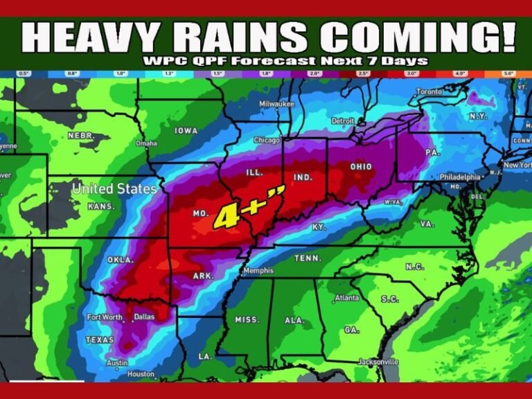 Midwest and Ohio Valley Bracing for 4+ Inches of Rain as WPC Forecast Shows Heavy Spring Soaker Stretching from Missouri to Pennsylvania