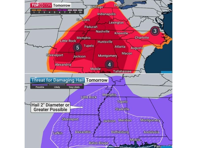 Mississippi Alabama Georgia and Tennessee Brace for Overnight Tornado Threat as TORCON 5 Signals Heightened Risk Across the Mid-South
