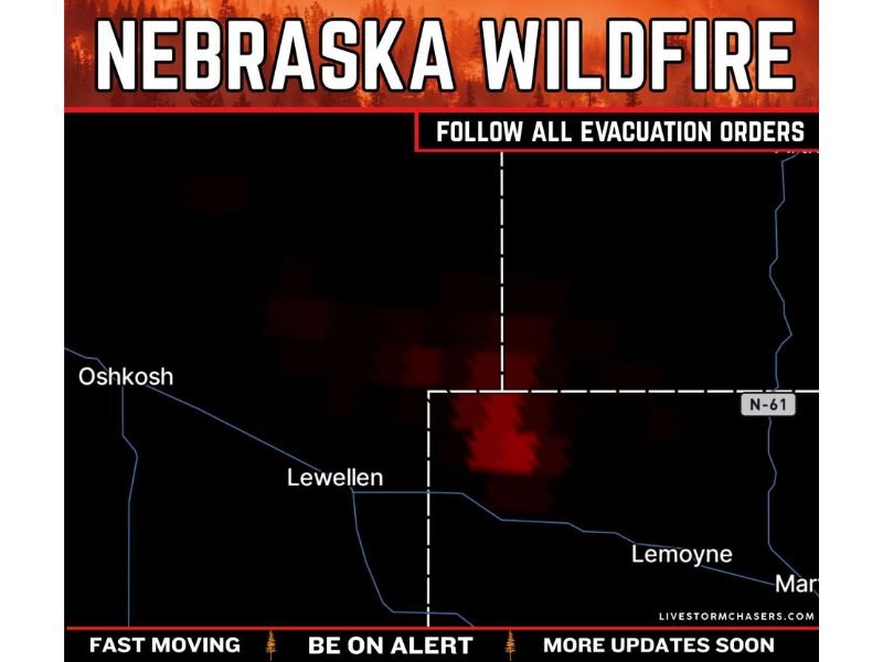 Nebraska Wildfire Emergency: Fast-Moving Fire Near Bridgeport Forces Evacuations Around Lewellen and Lake McConaughy