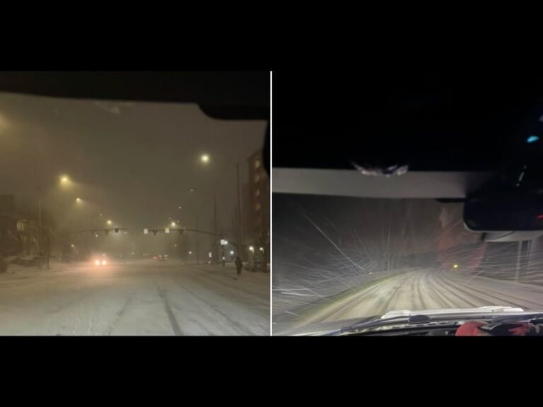 North Carolina’s Boone Sees Snow-Covered Roads and Dangerous Slick Spots as Evening Snowfall Creates Hazardous Travel Conditions