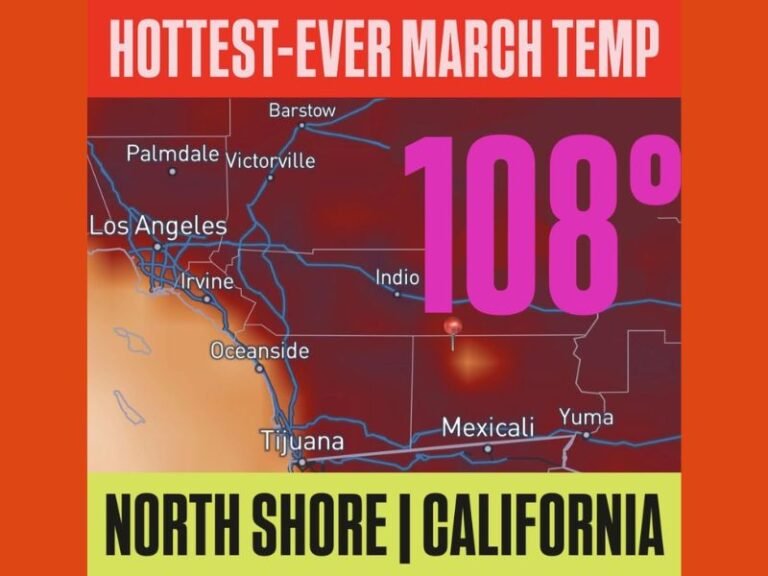 North Shore California Ties All-Time U.S. March Heat Record at 108 Degrees Matching Historic South Texas Extreme